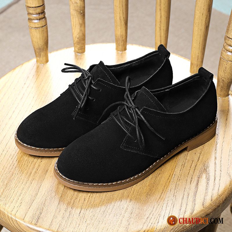 Chaussures Cuir Femme Soldes Neige Derbies Tous Les Assortis Cuir Véritable Printemps Femme Pas Cher