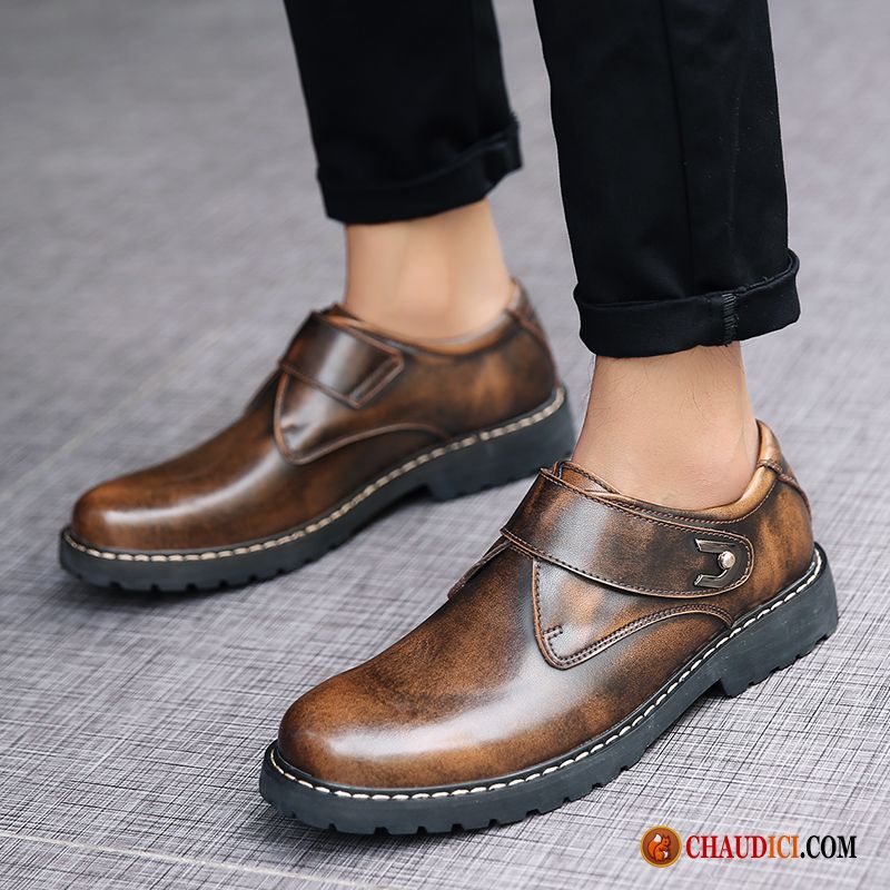 Chaussures Cuir Homme Noir Slip-on Marron Tendance Cuir Véritable Derbies