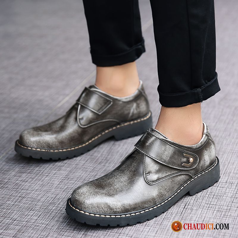 Chaussures Cuir Homme Noir Slip-on Marron Tendance Cuir Véritable Derbies