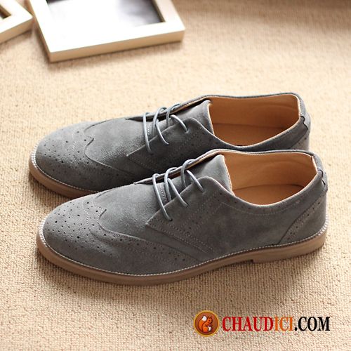 Chaussures Cuir Homme Pas Cher Rétro Homme Cuir Suédé Angleterre Fleur