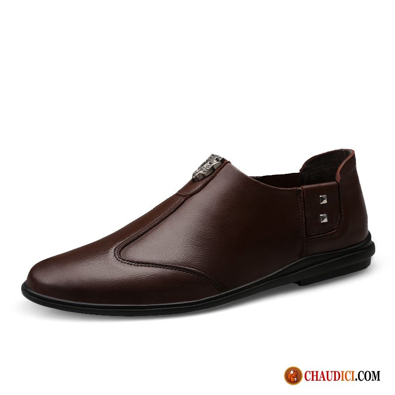 Chaussures Cuir Pas Cher Marron Homme Cuir Véritable Tendance Entreprise