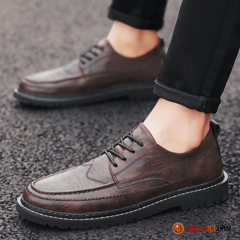 Chaussures En Peau Homme Marron Décontractée Angleterre Homme Noir