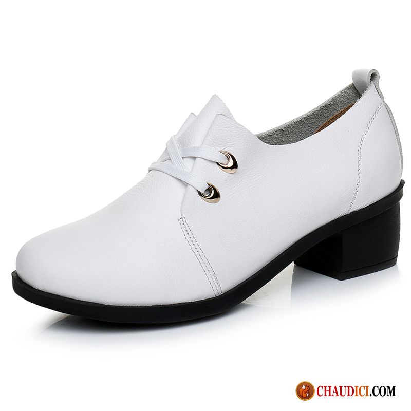 Chaussures Femme Cuir L'automne Talon Moyen Tous Les Assortis Cuir Véritable Épais