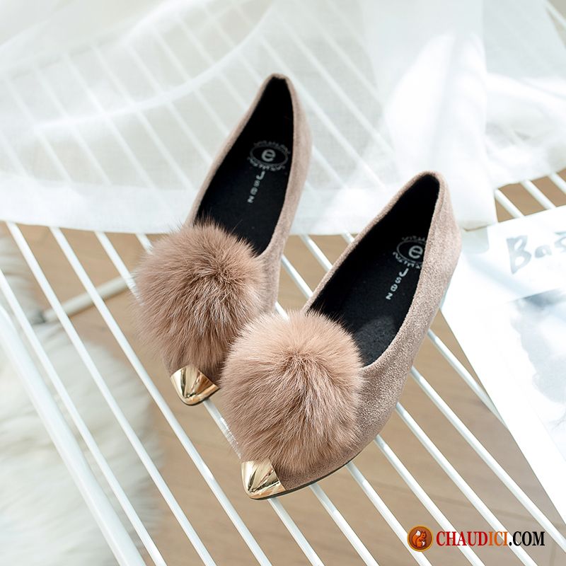 Chaussures Femme Paris Suède Semelle Doux Flâneurs Tous Les Assortis Pointe Pointue Pas Cher