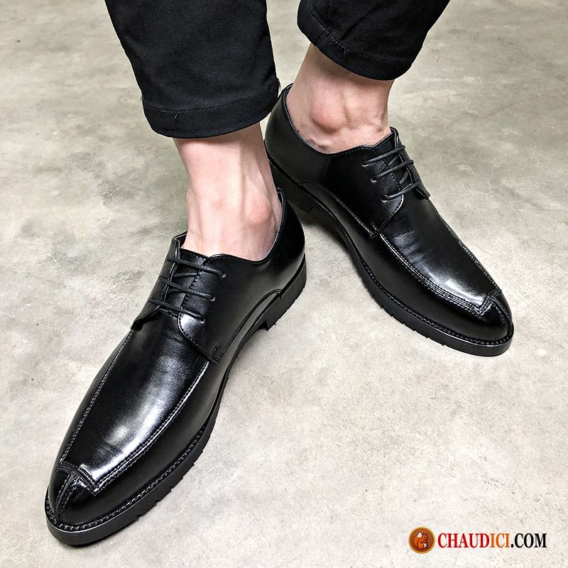 Chaussures Homme En Cuir Pas Cher Angleterre Noir Rouge Derbies Tendance