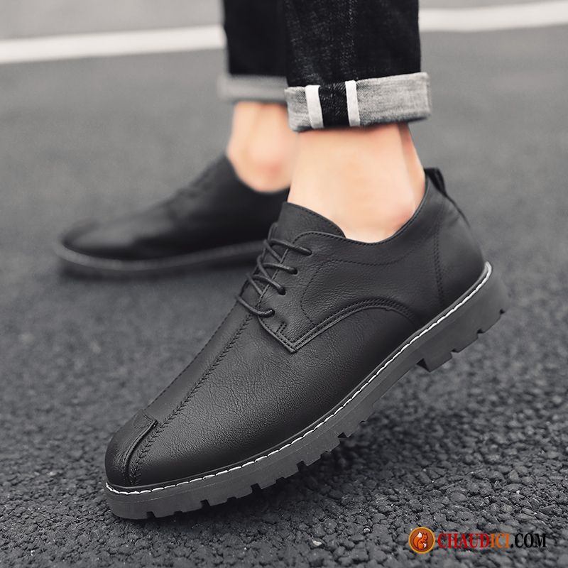 Chaussures Homme Rouge En Cuir Gris Noir Tendance Tous Les Assortis Augmenté Derbies Pas Cher