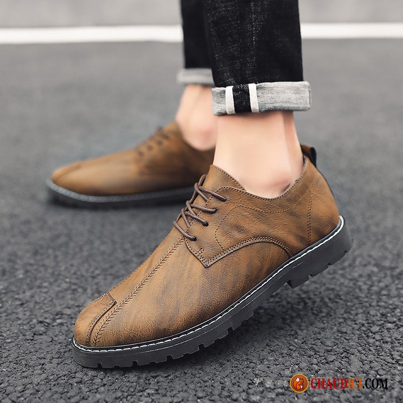 Chaussures Homme Rouge En Cuir Gris Noir Tendance Tous Les Assortis Augmenté Derbies Pas Cher