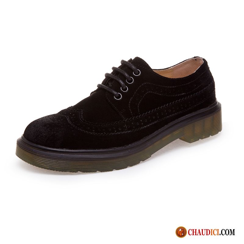 Chaussures Simili Cuir Noir Femme Oxford Martin Rétro Vent D'université Femme