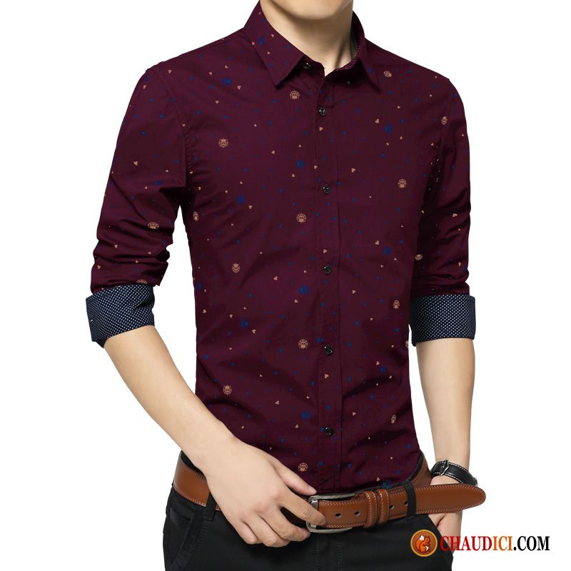 Chemise A Carreaux Rouge Homme Été Printemps Courte Chemise