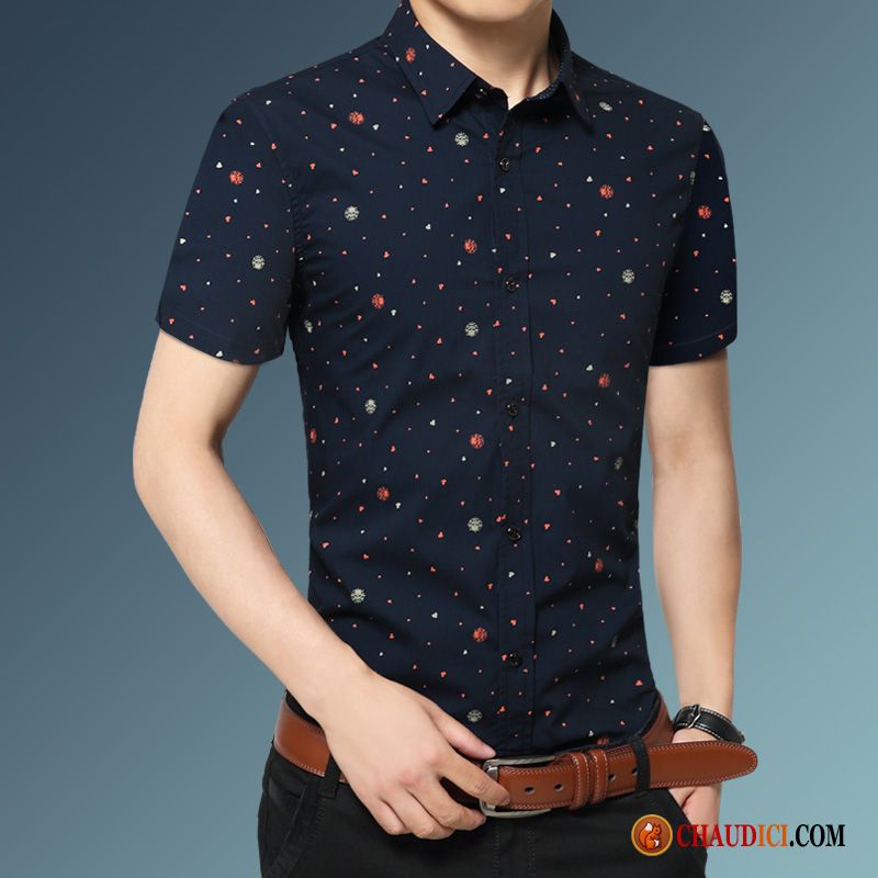 Chemise A Carreaux Rouge Homme Été Printemps Courte Chemise