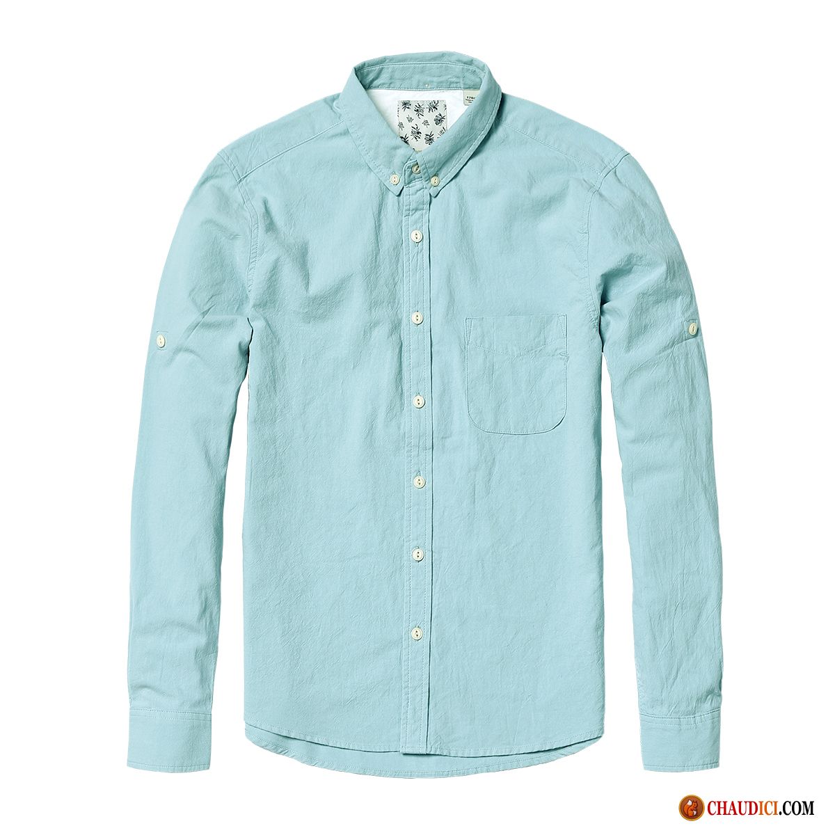 Chemise Bleu Turquoise Homme Slim Chemise Coton Bio Homme Décontractée Soldes