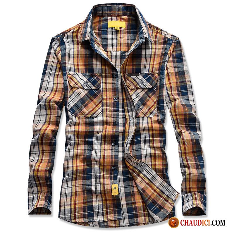 Chemise Costume Homme Tendance Carreaux Chemise Coton Bio L'automne