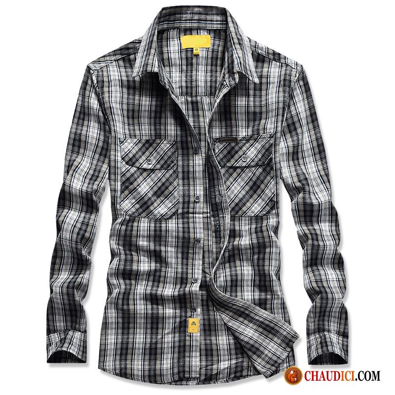 Chemise Costume Homme Tendance Carreaux Chemise Coton Bio L'automne