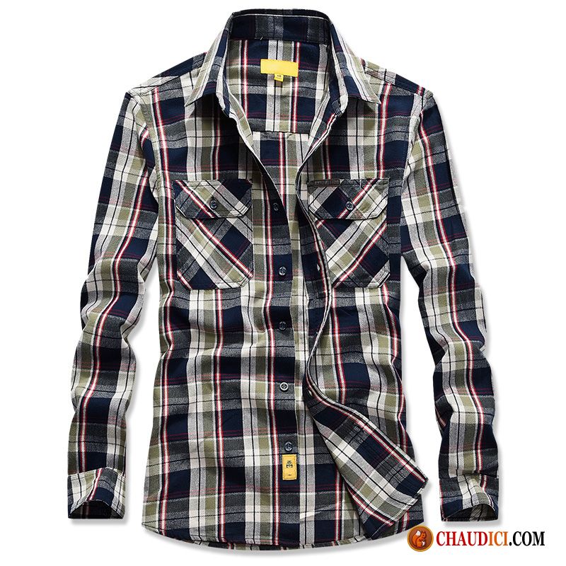 Chemise Costume Homme Tendance Carreaux Chemise Coton Bio L'automne