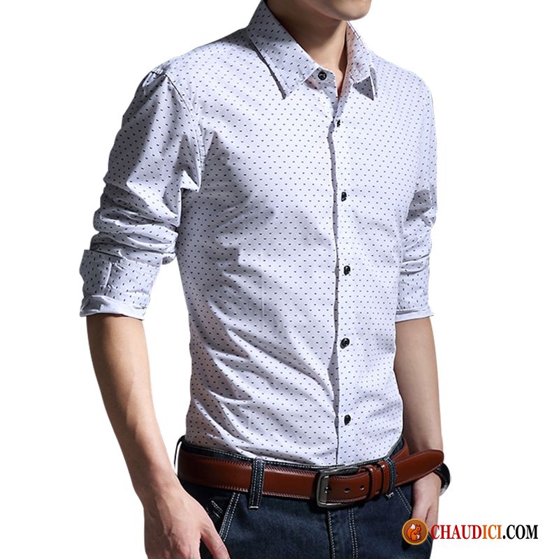 Chemise Cuir Homme Chemise Tendance Longues Impression L'automne