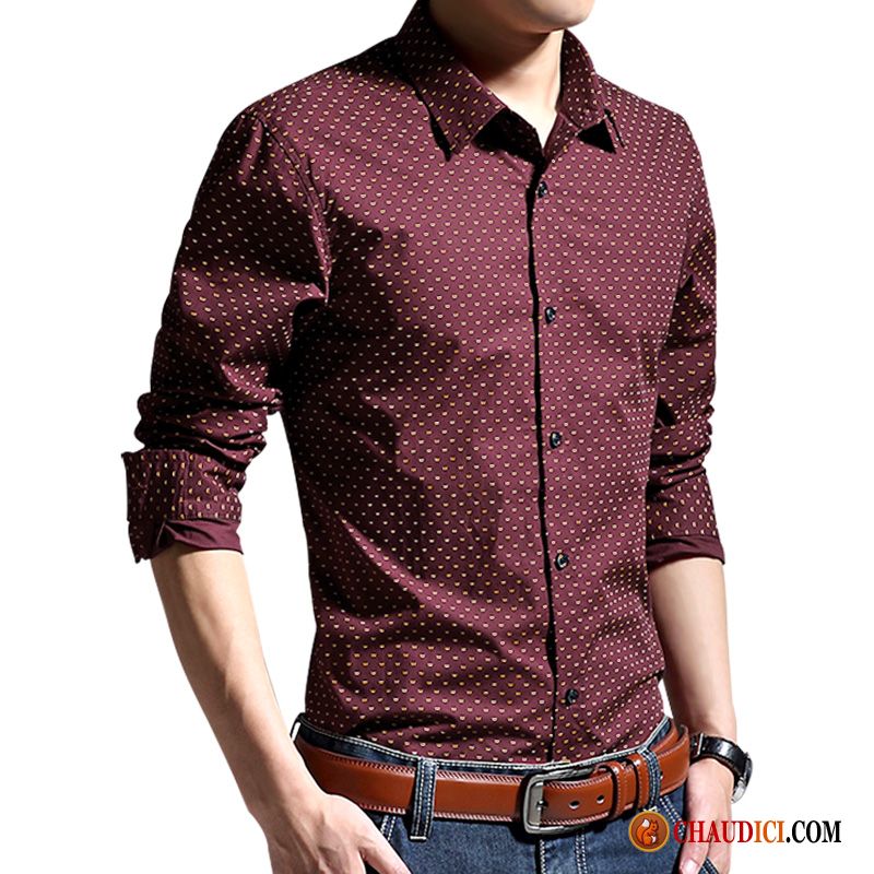 Chemise Cuir Homme Chemise Tendance Longues Impression L'automne