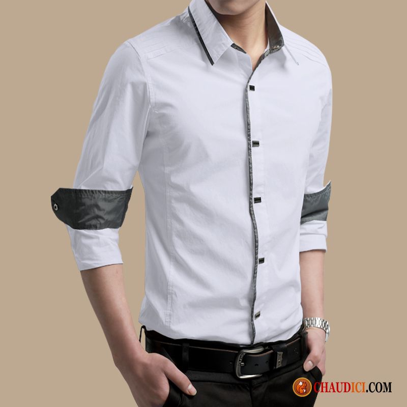 Chemise En Coton Homme Ivoire Printemps Longues Homme Coton Bio Slim