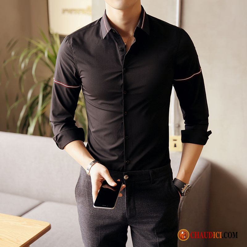 Chemise Homme A Fleur Slim Chemise Rayé Homme Britanique Pas Cher