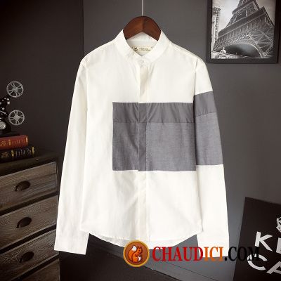 Chemise Homme Blanche Et Noire Printemps Chemise Longues Baggy L'automne Pas Cher