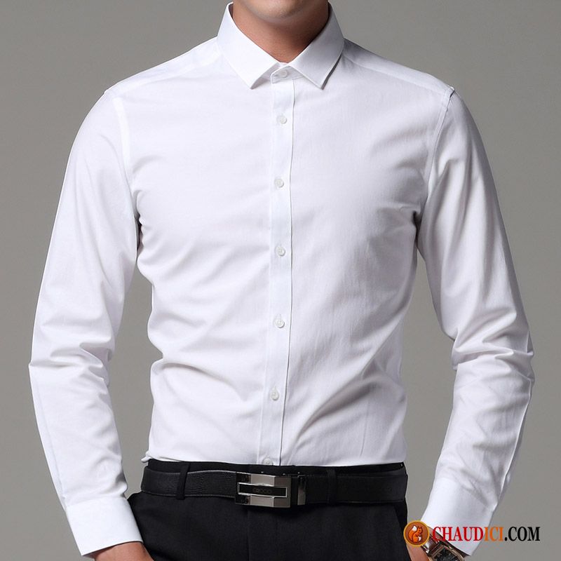 Chemise Homme Fashion Coupe Droite Crème De Travail Longues Chemise Slim Printemps Pas Cher