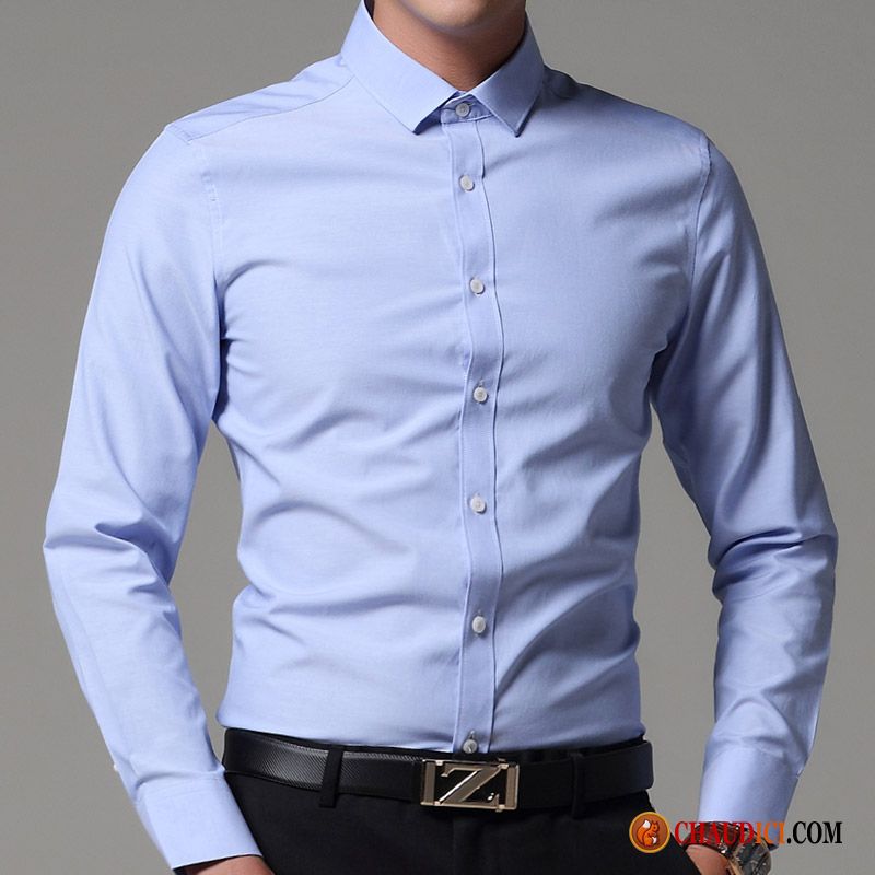 Chemise Homme Fashion Coupe Droite Crème De Travail Longues Chemise Slim Printemps Pas Cher