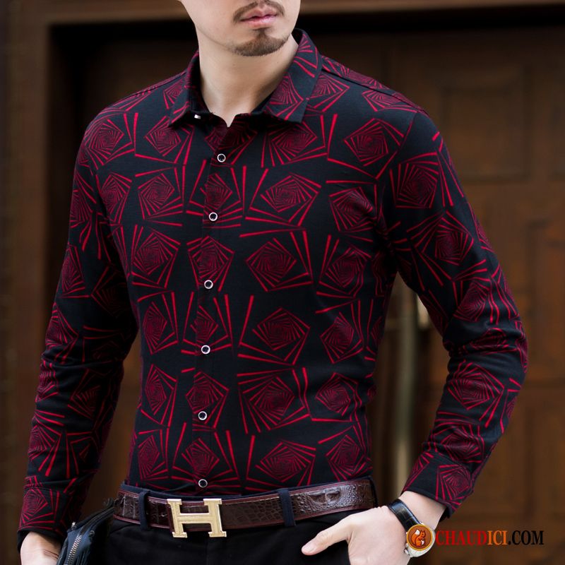 Chemise Homme Fashion Pas Cher Impression Décontractée Légère Homme Soie