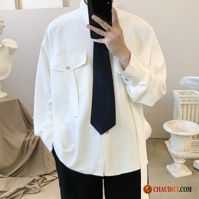 Chemise Homme Lin Blanc Manteau Blanc Désign Chemise Une Veste