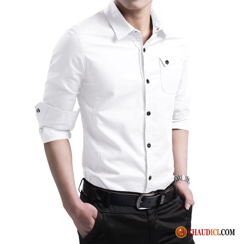 Chemise Homme Noire Et Blanche Chemise Beau Printemps Décontractée Homme Pas Cher