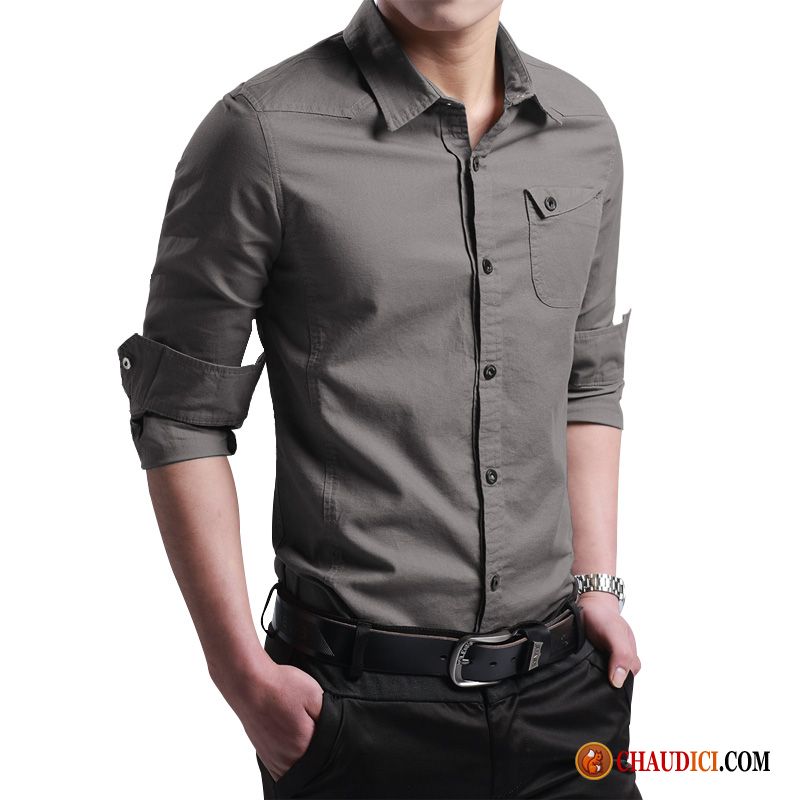 Chemise Homme Noire Et Blanche Chemise Beau Printemps Décontractée Homme Pas Cher