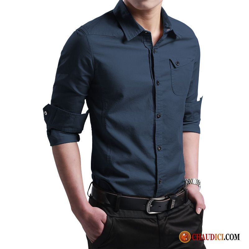 Chemise Homme Noire Et Blanche Chemise Beau Printemps Décontractée Homme Pas Cher