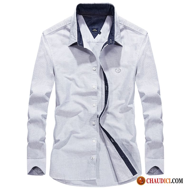 Chemise Longue Manche Homme Neige L'automne Blanc Chemise Longues Rose Pas Cher