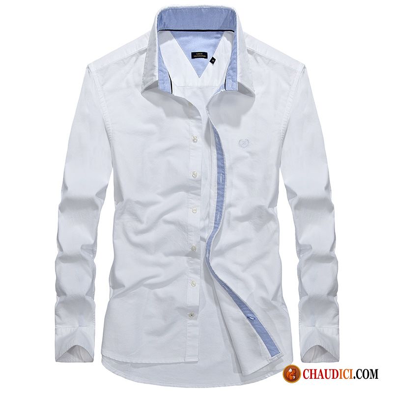 Chemise Longue Manche Homme Neige L'automne Blanc Chemise Longues Rose Pas Cher