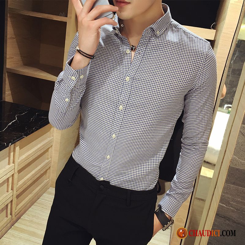 Chemise Pour Homme Pas Cher Jeunesse Britanique Chemise Tendance De Travail