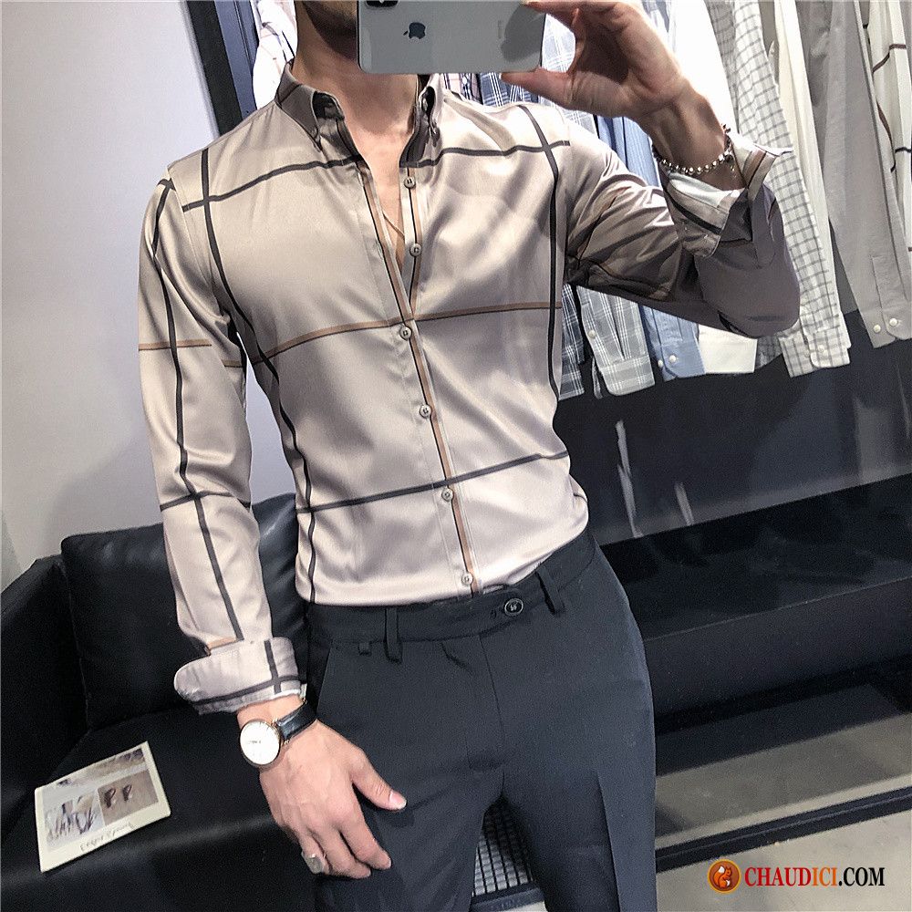 Chemise Pour Homme Slim Beau Une Veste L'automne Chemise