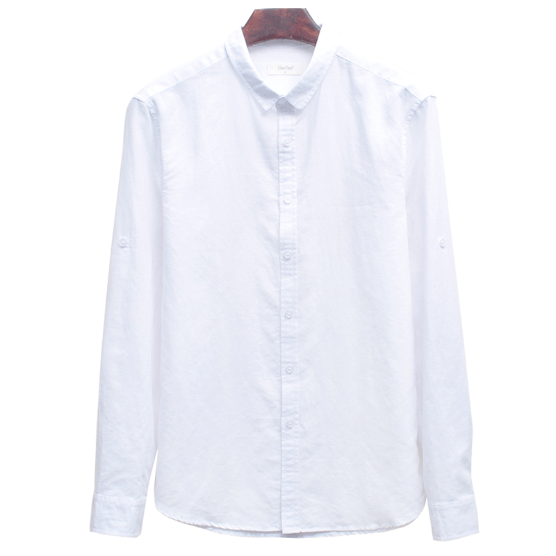 Chemise Sans Repassage Décontractée Blanc Chemise Slim Longues Soldes