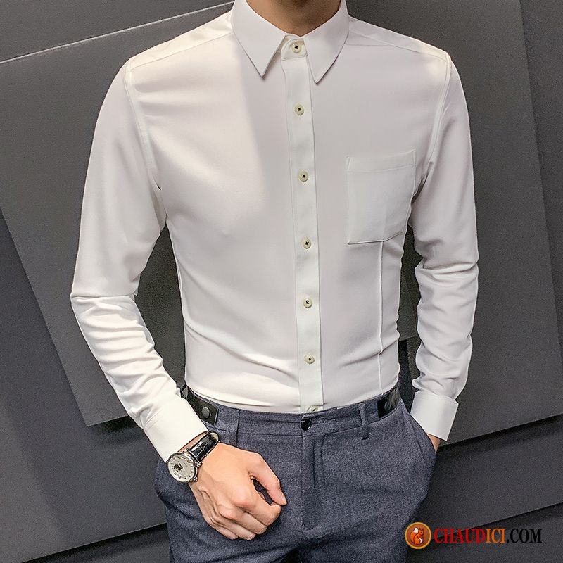 Chemise Sur Mesure Pas Cher Printemps Violet Drape Slim Jeunesse