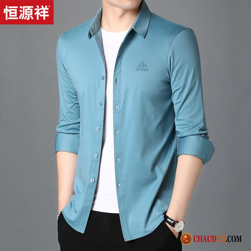 Chemises Homme Manches Longues Cyan Tendance Beau L'automne Longues Chemise En Vente