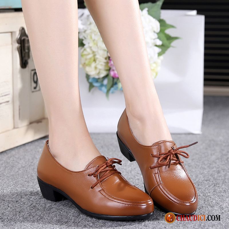 Cuir Chaussures Femme Derbies Cuir Véritable Femme Grande Taille Laçage En Ligne