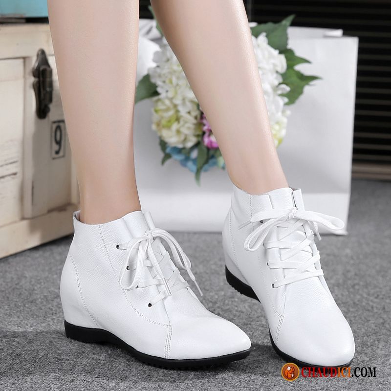 Des Bottes Pour Femme Hiver Cuir Véritable Grande Taille Blanc L'automne