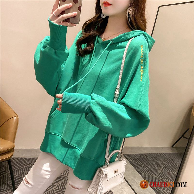 Des Sweat À Capuches Pour Femmes Baggy Pullovers Vert Tendance Hoodies