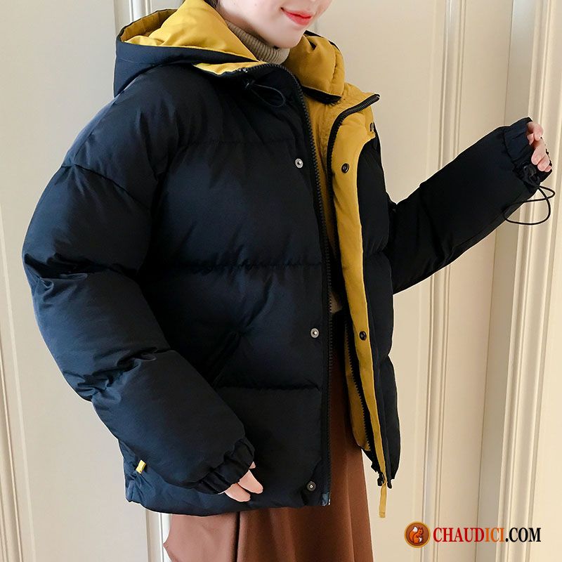 Doudoune Avec Capuche En Fourrure Hiver Étudiant Manteau Matelassée Femme Pas Cher