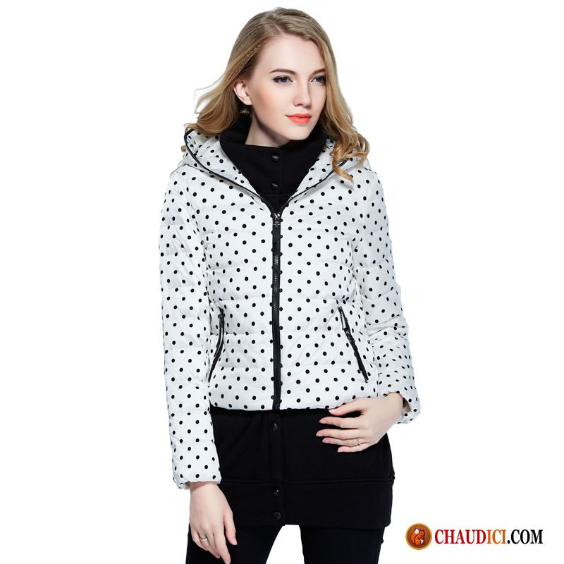 Doudoune Femme Avec Capuche Court Slim Doux Manteau En Coton Fermeture Éclair France