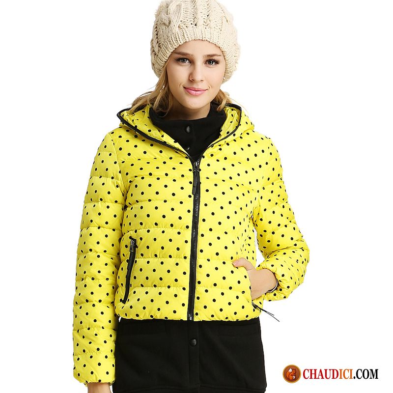 Doudoune Femme Avec Capuche Court Slim Doux Manteau En Coton Fermeture Éclair France