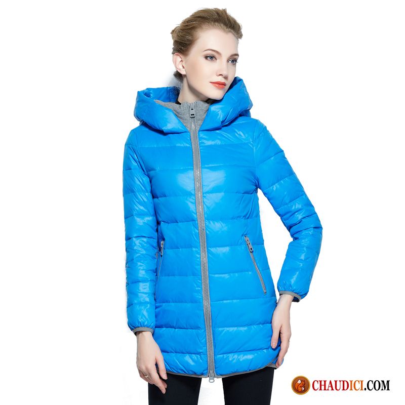 Doudoune Femme Couleur Bleu Dame Longue Doudoune En Maille Tendance Soldes