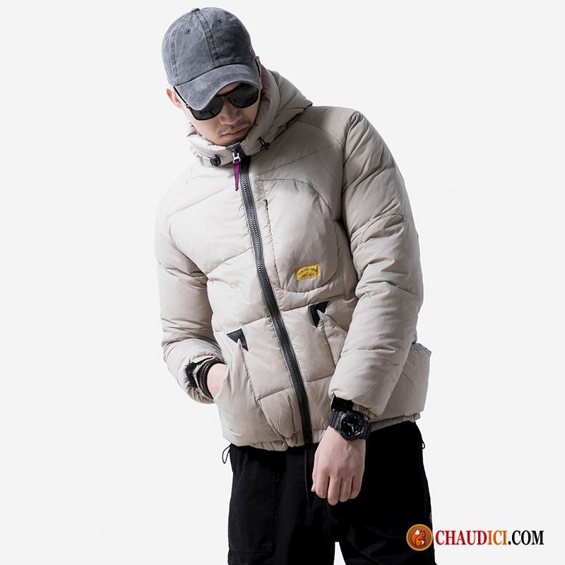 Doudoune Homme Avec Ceinture Écarlate Tendance Blanc Épaissir Manteau Hiver En Ligne