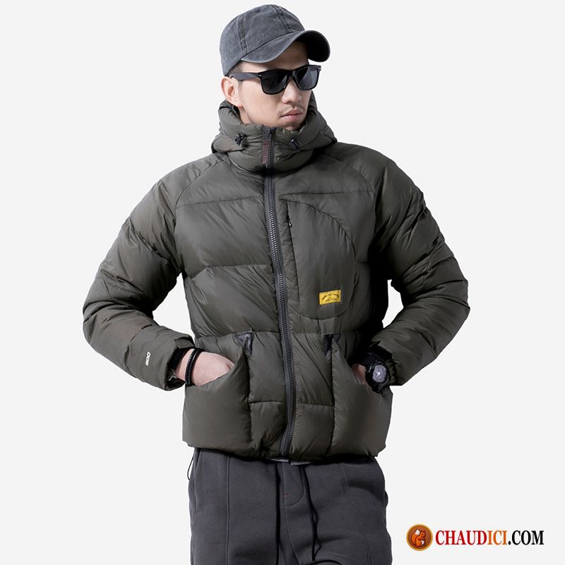 Doudoune Homme Avec Ceinture Écarlate Tendance Blanc Épaissir Manteau Hiver En Ligne