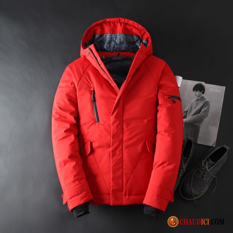 Doudoune Homme En Soldes Manteau Jeunesse Rouge Étudiant De Plein Air