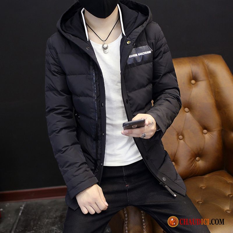 Doudoune Homme Longue Capuche Épaissir Manteau Tendance Longue Doudoune Pas Cher