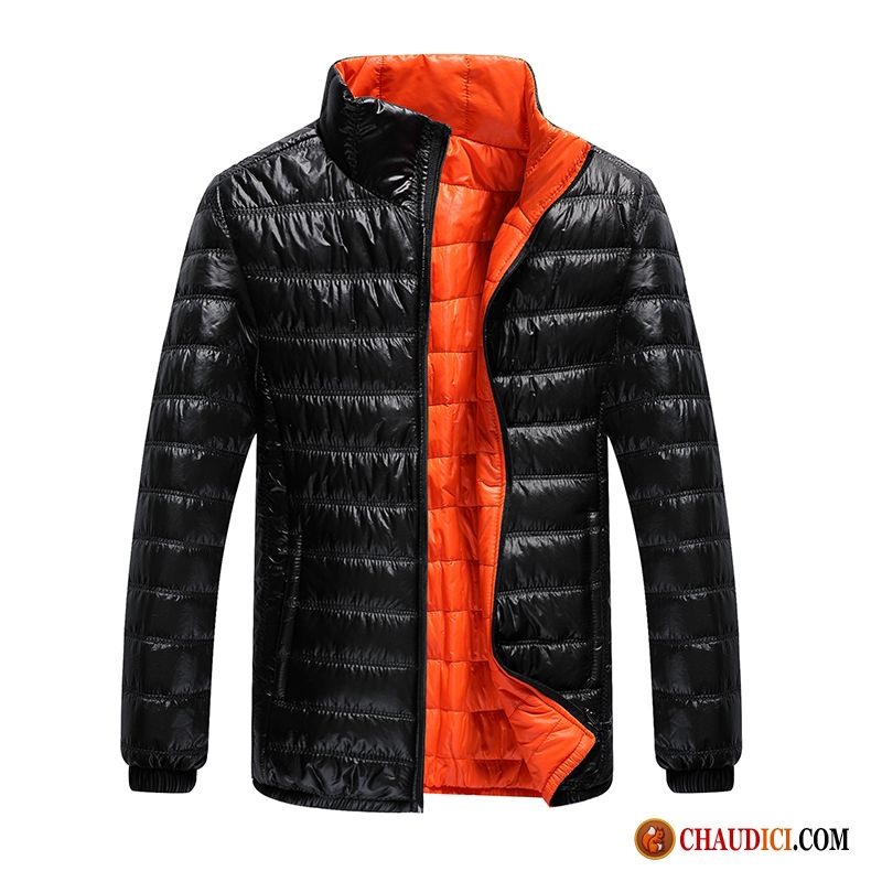 Doudoune Manteau Homme Sarcelle Noir Col Mandarin Lumière Jeunesse L'automne Pas Cher