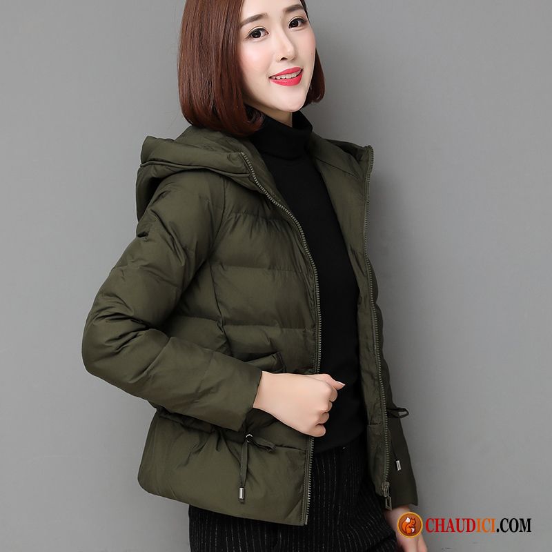 Doudoune Noir Avec Capuche Fourrure Lawngreen Âge Moyen Court Femme Manteau Hiver Soldes